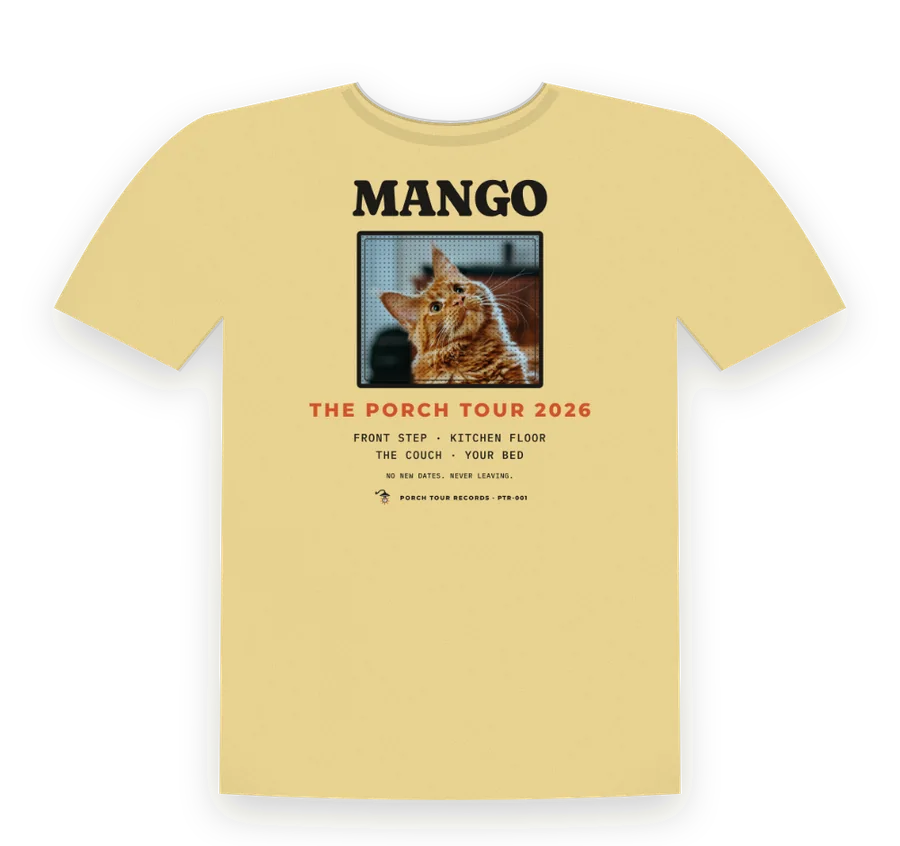 The Porch Tour shirt, for cats